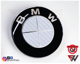 Full White Carbon Badge Emblem Overlay FOR BMW Sticker Vinyl 4 Quadrants covered FITS YOUR BMW'S Hood Trunk Rims Steering Wheel