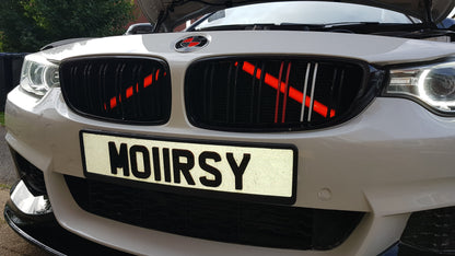 Red reflective V-brace and crash-bar vinyl overlay for BMW by SuperWrappz, aftermarket