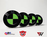 Black & Green Gloss Badge Emblem Overlay FOR BMW Sticker Vinyl 2 Quadrants covered in each colour FITS YOUR BMW'S Hood Trunk Rims Steering Wheel