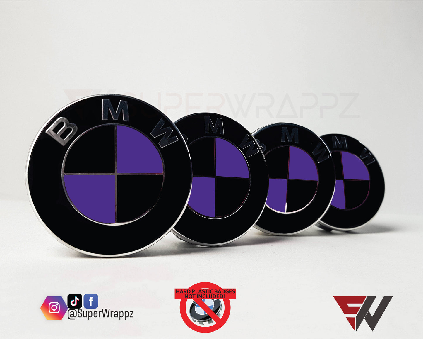 Black & Purple Gloss V1 BMW Badge Overlay — Compatible with E/F Series | SuperWrappz