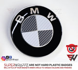 white & dark grey anthracite carbon badge emblem overlay for bmw sticker vinyl fits your bmw's hood trunk rims steering wheel