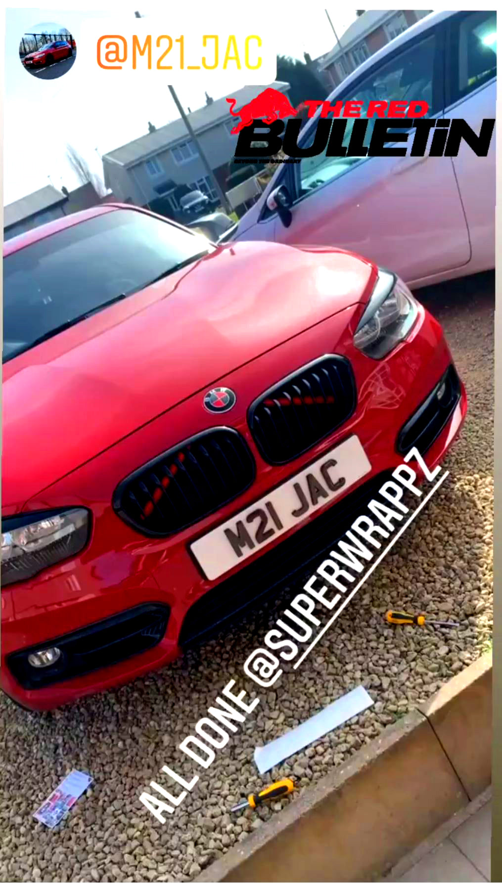 Red Reflective V-Brace & Crash Bar Overlay — Compatible with BMW | SuperWrappz