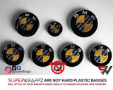 Black & Gold Carbon Badge Emblem Overlay FOR BMW Sticker Vinyl 2 Quadrants covered in each colour FITS YOUR BMW'S Hood Trunk Rims Steering Wheel