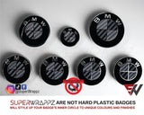 Black & Anthracite Carbon Badge Emblem Overlay FOR BMW Sticker Vinyl 2 Quadrants covered in each colour FITS YOUR BMW'S Hood Trunk Rims Steering Wheel