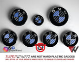 Black & Dark Blue Carbon Badge Emblem Overlay FOR BMW Sticker Vinyl 2 Quadrants covered in each colour FITS YOUR BMW'S Hood Trunk Rims Steering Wheel
