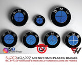 Full Blue Carbon Badge Emblem Overlay FOR BMW Sticker Vinyl 4 Quadrants covered FITS YOUR BMW'S Hood Trunk Rims Steering Wheel