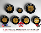 Full Gold Carbon Badge Emblem Overlay FOR BMW Sticker Vinyl 4 Quadrants covered FITS YOUR BMW'S Hood Trunk Rims Steering Wheel