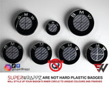 Full Dark Grey Anthracite Carbon Badge Emblem Overlay FOR BMW Sticker Vinyl 4 Quadrants covered FITS YOUR BMW'S Hood Trunk Rims Steering Wheel