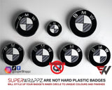 HALF DARK GREY ANTHRACITE CARBON Badge Emblem Overlay FOR BMW Sticker VINYL 2 QUADRANTS COVERED FITS YOUR BMW'S HOOD TRUNK RIMS STEERING WHEEL