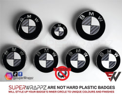 HALF DARK GREY ANTHRACITE CARBON Badge Emblem Overlay FOR BMW Sticker VINYL 2 QUADRANTS COVERED FITS YOUR BMW'S HOOD TRUNK RIMS STEERING WHEEL