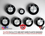 HALF SILVER CARBON Badge Emblem Overlay FOR BMW Sticker VINYL 2 QUADRANTS COVERED FITS YOUR BMW'S HOOD TRUNK RIMS STEERING WHEEL