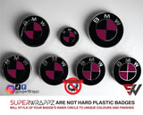 Black & Pink Fuchsia Gloss Badge Emblem Overlay FOR BMW Sticker Vinyl FITS YOUR BMW'S Hood Trunk Rims Steering Wheel