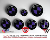 Black & Purple Gloss Badge Emblem Overlay FOR BMW Sticker Vinyl 2 Quadrants covered in each colour FITS YOUR BMW'S Hood Trunk Rims Steering Wheel