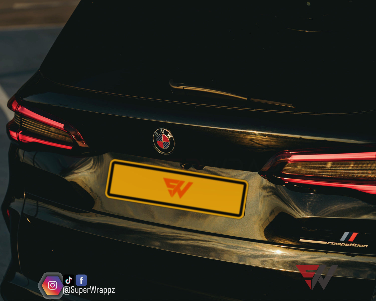 Black & Red Carbon V2 BMW Badge Overlay — Compatible with F40/G20/G30 (2017+) | SuperWrappz
