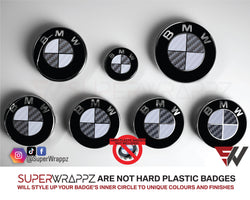 white & dark grey anthracite carbon badge emblem overlay for bmw sticker vinyl fits your bmw's hood trunk rims steering wheel