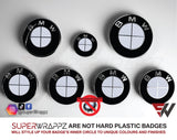 Full White Carbon Badge Emblem Overlay FOR BMW Sticker Vinyl 4 Quadrants covered FITS YOUR BMW'S Hood Trunk Rims Steering Wheel