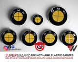 Full Yellow Carbon Badge Emblem Overlay FOR BMW Sticker Vinyl 4 Quadrants covered FITS YOUR BMW'S Hood Trunk Rims Steering Wheel
