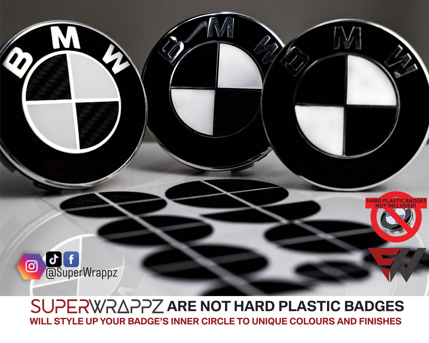 Half Black Carbon V2 BMW Badge Overlay — Compatible with F40/G20/G30 (2017+) | SuperWrappz