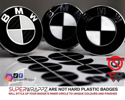 Half Black Carbon V2 BMW Badge Overlay — Compatible with F40/G20/G30 (2017+) | SuperWrappz