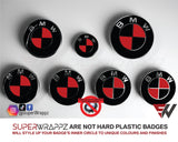 Black & Red Gloss Badge Emblem Overlay FOR BMW Sticker Vinyl 2 Quadrants covered in each colour FITS YOUR BMW'S Hood Trunk Rims Steering Wheel