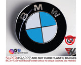 White & Baby Blue Gloss Badge Emblem Overlay FOR BMW Sticker Vinyl 2 Quadrants covered in each colour FITS YOUR BMW'S Hood Trunk Rims Steering Wheel