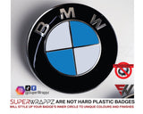 White & Blue Gloss Badge Emblem Overlay FOR BMW Sticker Vinyl 2 Quadrants covered in each colour FITS YOUR BMW'S Hood Trunk Rims Steering Wheel