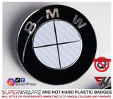 Full White Carbon Badge Emblem Overlay FOR BMW Sticker Vinyl 4 Quadrants covered FITS YOUR BMW'S Hood Trunk Rims Steering Wheel