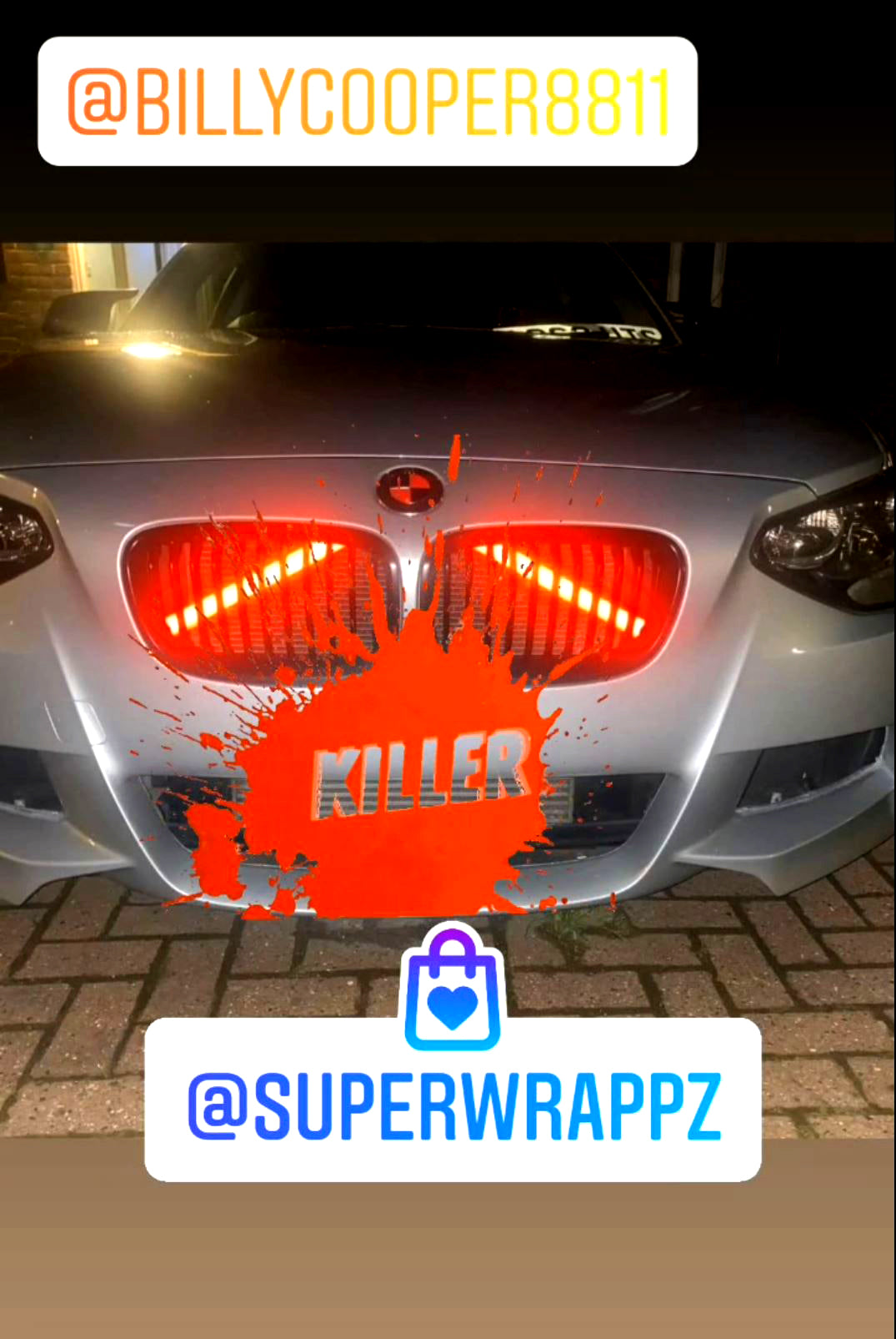 Red Reflective V-Brace & Crash Bar Overlay — Compatible with BMW | SuperWrappz