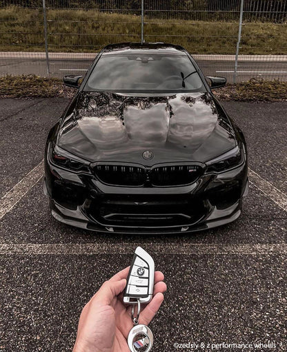 Dark Smoke BMW Badge Tint Overlay — 2-Piece | V1 Compatible | E/F Series | SuperWrappz