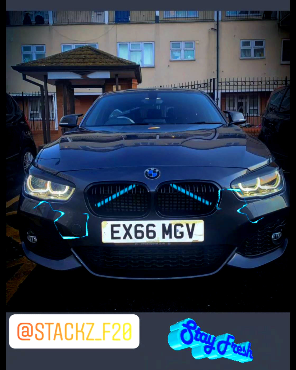 Blue Reflective V-Brace & Crash Bar Overlay — Compatible with BMW | SuperWrappz