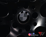 Black & Anthracite Carbon Badge Emblem Overlay FOR BMW Sticker Vinyl 2 Quadrants covered in each colour FITS YOUR BMW'S Hood Trunk Rims Steering Wheel