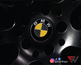 Black & Yellow Carbon Badge Emblem Overlay FOR BMW Sticker Vinyl 2 Quadrants covered in each colour FITS YOUR BMW'S Hood Trunk Rims Steering Wheel