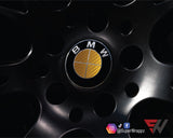 Full Gold Carbon Badge Emblem Overlay FOR BMW Sticker Vinyl 4 Quadrants covered FITS YOUR BMW'S Hood Trunk Rims Steering Wheel