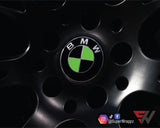 Black & Green Gloss Badge Emblem Overlay FOR BMW Sticker Vinyl 2 Quadrants covered in each colour FITS YOUR BMW'S Hood Trunk Rims Steering Wheel