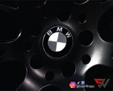 HALF DARK GREY ANTHRACITE CARBON Badge Emblem Overlay FOR BMW Sticker VINYL 2 QUADRANTS COVERED FITS YOUR BMW'S HOOD TRUNK RIMS STEERING WHEEL