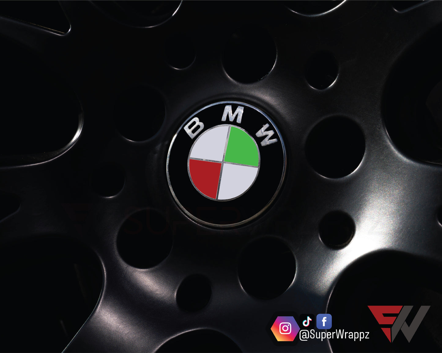 🇮🇹 Italy & 🇭🇺 Hungary Flag V1 BMW Badge Overlay — Compatible with E/F Series | SuperWrappz