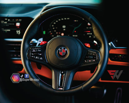 Black & Red Carbon V2 BMW Badge Overlay — Compatible with F40/G20/G30 (2017+) | SuperWrappz