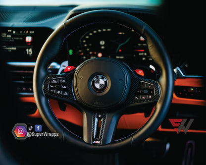 Black & White Carbon V2 BMW Badge Overlay — Compatible with F40/G20/G30 (2017+) | SuperWrappz
