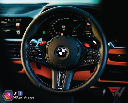 Black & White Gloss V2 BMW Badge Overlay — Compatible with F40/G20/G30 (2017+) | SuperWrappz