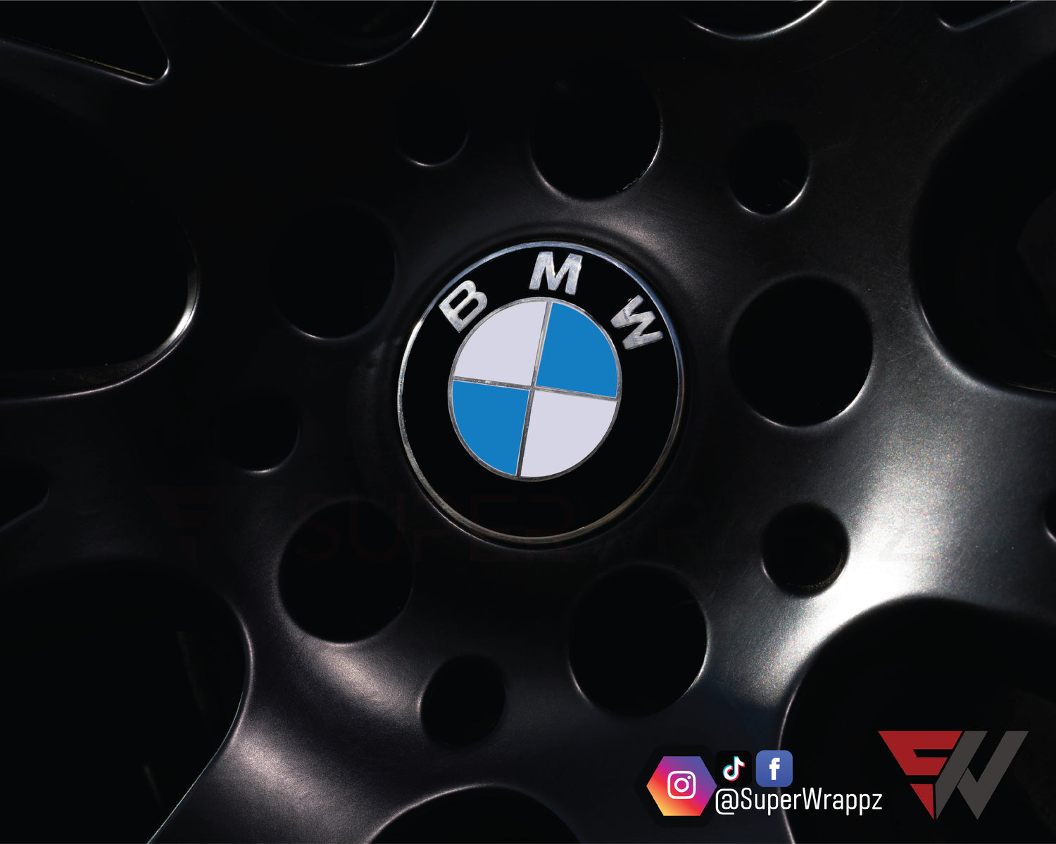 White & Blue Gloss V1 BMW Badge Overlay — Compatible with E/F Series | SuperWrappz