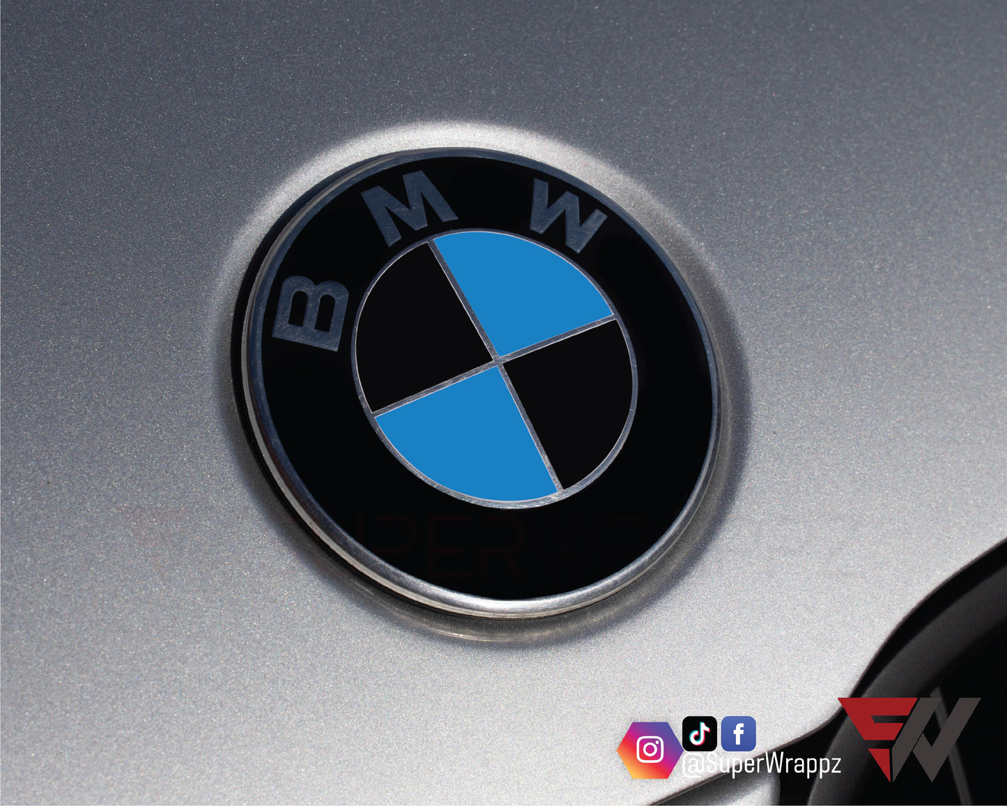 Black & Blue Gloss V1 BMW Badge Overlay — Compatible with E/F Series | SuperWrappz