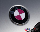White & Pink Fuchsia Gloss Badge Emblem Overlay FOR BMW Sticker Vinyl FITS YOUR BMW'S Hood Trunk Rims Steering Wheel