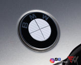 Full White Carbon Badge Emblem Overlay FOR BMW Sticker Vinyl 4 Quadrants covered FITS YOUR BMW'S Hood Trunk Rims Steering Wheel