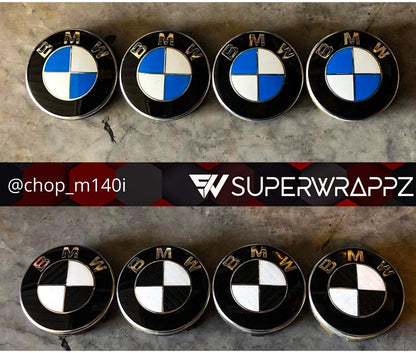 Black & White Carbon V2 BMW Badge Overlay — Compatible with F40/G20/G30 (2017+) | SuperWrappz