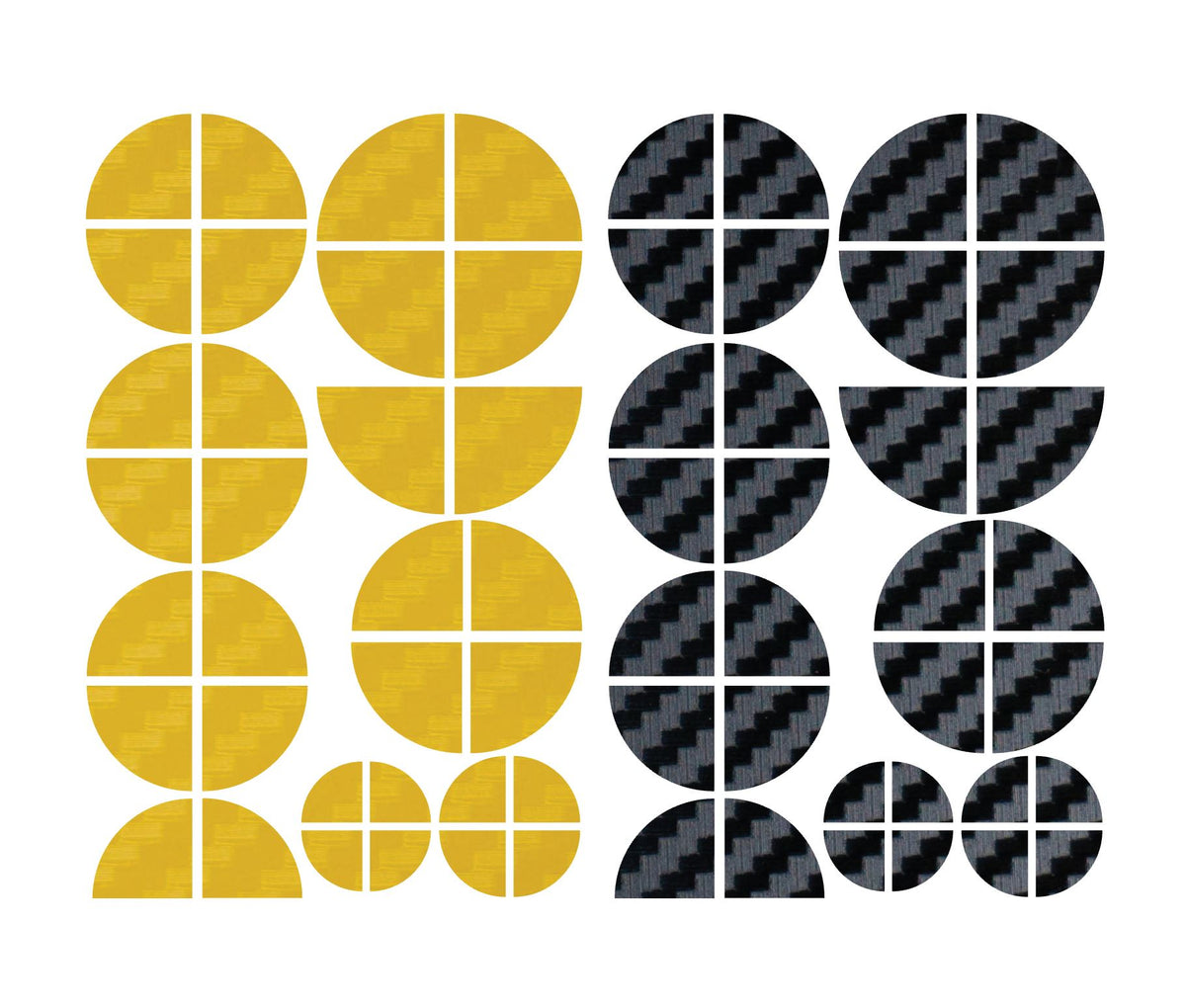 Black & Yellow Carbon BMW badge overlay, shown uncut on its adhesive backing sheet before application