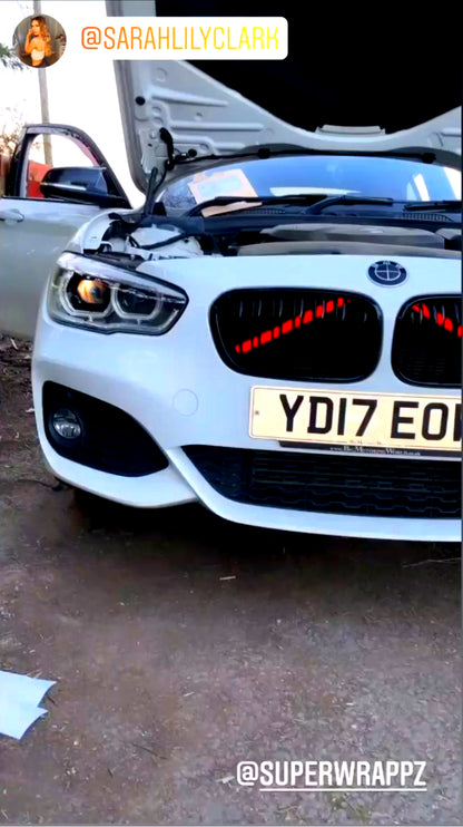Red Reflective V-Brace & Crash Bar Overlay — Compatible with BMW | SuperWrappz