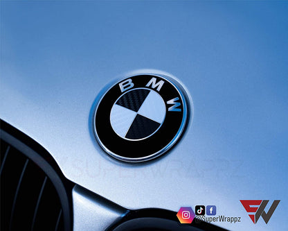 Black & White Carbon V2 BMW Badge Overlay — Compatible with F40/G20/G30 (2017+) | SuperWrappz