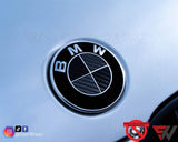 Black & Dark Grey Carbon Badge Emblem Overlay FOR BMW Sticker Vinyl 2 Quadrants covered in each colour FITS YOUR BMW'S Hood Trunk Rims Steering Wheel