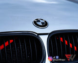 Black & Silver Carbon Badge Emblem Overlay FOR BMW Sticker Vinyl 2 Quadrants covered in each colour FITS YOUR BMW'S Hood Trunk Rims Steering Wheel