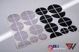 Black & Silver Carbon Badge Emblem Overlay FOR BMW Sticker Vinyl 2 Quadrants covered in each colour FITS YOUR BMW'S Hood Trunk Rims Steering Wheel
